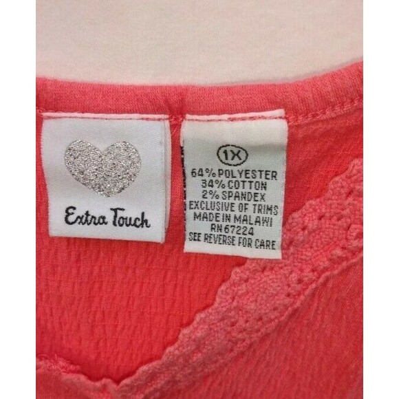 Extra Touch Woman Shirt Size 1XL Orange Sleeveless Tunic Tie Back - Picture 3 of 4